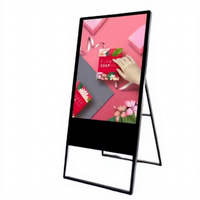 Afficheur numérique CH 32/43/55 pouces, support de sol mobile pliable, panneau IPS, éclairage LED latéral