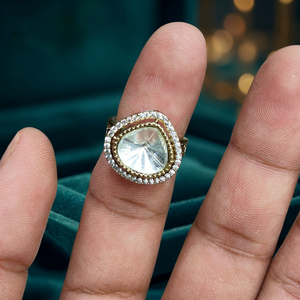 Luxury Gold Plated <b>Adjustable</b> Sunflower American Diamond Cocktail <b>Ring</b> for Women | AAA Cubic Zirconia Statement Bridal <b>Ring</b> | - Product Image 2