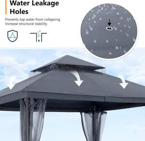 ABCCANOPY Gazebo en métal, Gazebo fixe, Pavillons en bois, Pavillons en métal, Pavillon à double toit, Moustiquaire, <span class=keywords><strong>Abri</strong></span> solaire - Product Image 2