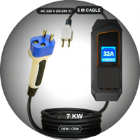 Pengisi Daya EV AC 220V 7kW Portabel Baru dengan Kabel Pengisian 5m untuk Penggunaan di Rumah/Kantor/Perjalanan (Model HLD-BN-PR-11-20260924)