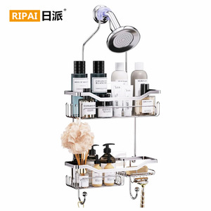 Ripai Shower Caddy 3 Tier Corner Wall Mounted Storage Rack For Bathroom With Soap Dish And Towel <b>Hook</b> Stainless Steel Black - Product Image 3