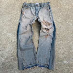 Özel Üretim Rip Flare Kot Pantolon Asit Yıkama Büyük Beden Eskitme Kot Pantolon Erkek Jean - Product Image 5