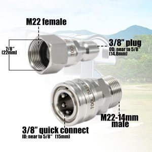 Sulai Machinery High <b>Pressure</b> <b>Washer</b> <b>Adapter</b> M22 14 Stainless Steel Quick Disconnect For Water Gun Hose - Product Image 2