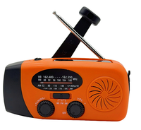 Radio FM de Emergencia con Manivela, Linterna LED, Radio Meteorológica Portátil, Batería Recargable de 2000mAh, Carga USB, Plástico
