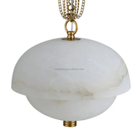 Lampe suspendue en chaîne de laiton en albâtre de forme minimaliste en forme de dôme pour villa salon Luminaires suspendus LED de haute qualité