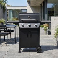 Barbecue portable pliable à 3 brûleurs réglables au propane, chariot de barbecue extérieur, montage facile, style moderne, métal thermolaqué, résistant au froid