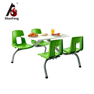 Tavoli da Pranzo Rettangolari Personalizzabili all'Ingrosso per Ristoranti, Set per 4 Persone, Arredamento per Mensa Scolastica - Product Image 1