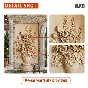 Custom Marble <b>Flower</b> Vase Floral Relief | Artistic Hand-Carved Stone <b>Wall</b> Hanging Sculpture for Courtyard & Decoration BSAFD-000 - Product Image 4