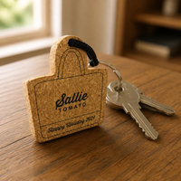 Porte-clés coloré en bois avec logo imprimé noir, fabrication en gros, pour sac, en liège et métal