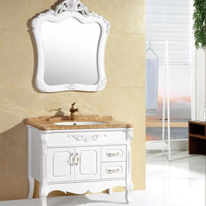 מותאם אישית אמריקאי בסגנון אירופאי אמריקאי בסגנון גבוה לבן דו-דלת מגירת pvc ארון אמבטיה עם כיור יחיד מראה - Product Image 1