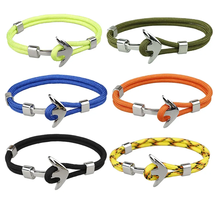 Hot Selling Adjustable Cord Anchor Men'S Bracelets Summer Jewelry Multiplayer Milan Nylon Rope Braided Bracelets