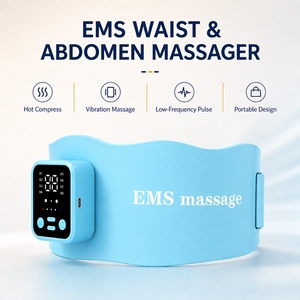 Ceinture de massage portable EMS pour la taille, huit modes, 18 niveaux d'intensité, grande zone de massage, chauffante et vibrante - Product Image 2