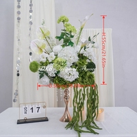 Beliebteste 50cm Weiß-Grüne Künstliche Rose Hortensie Calla-Lilie Künstliche Blumenkugel für Bankett Sweetheart-Tisch-Dekoration