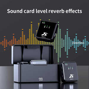 ไมโครโฟน<span class=keywords><strong>ต</strong></span>ิดปกเสื้อไร้สาย<span class=keywords><strong>แบ</strong></span>บ SX63มืออาชีพพร้อมกล่อง<span class=keywords><strong>ชาร์จ</strong></span> Type C สำหรับ <span class=keywords><strong>iPhone</strong></span> สำหรับการส<span class=keywords><strong>ต</strong></span>รีมสดและ vlogging - Product Image 5