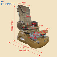 Fauteuil de pédicure spa professionnel de luxe pour salon de beauté, avec massage par pétrissage complet du corps et système sans tuyauterie