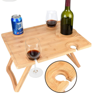 Mini tavoli pieghevoli di bambù del <span class=keywords><strong>tavolo</strong></span> <span class=keywords><strong>da</strong></span> Picnic portatile poco costoso con la spiaggia all'aperto del supporto di vetro di vino - Product Image 2