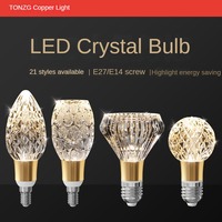 Ampoule LED en Cristal Artistique Remplaçable Plafond E27 E14 5W en Aluminium Acrylique, Température Trois Couleurs pour Intérieur