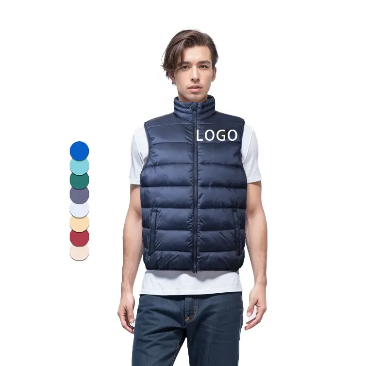 OEM Custom Design Warm Windproof Sleeveless Vest Down Jackets High Quality Men's Puffer Vest