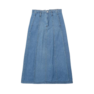 Falda Larga de Mezclilla Casual para Mujer, Cintura Natural, Transpirable, Lavada, Estilo Capa, Línea A, Nueva Colección Primavera-Verano KAR&OT ZA ZA 6164055 - Product Image 1