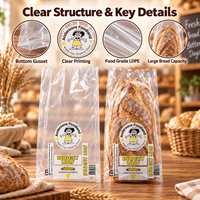 Sacs plats en plastique LDPE transparents à soufflet pour emballage de baguettes, pour supermarchés et boulangeries (vente en gros)