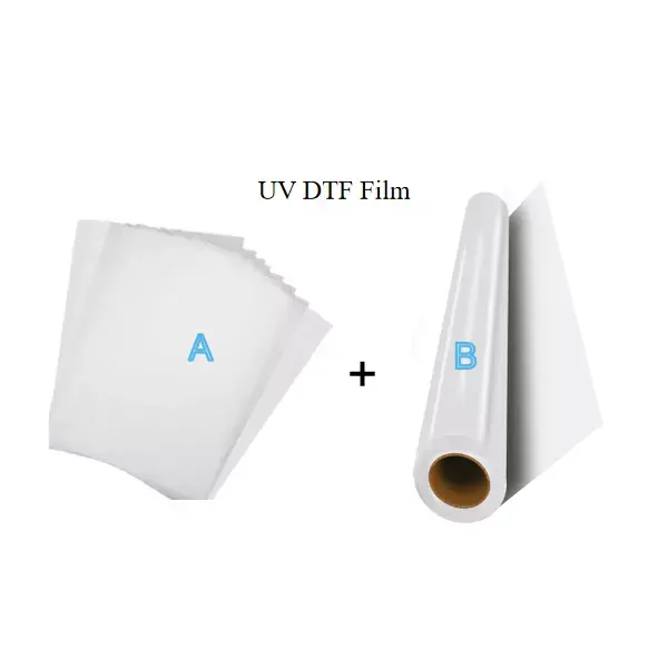 Stiker Label kristal cetak Transfer hewan peliharaan A3 (11.7x16.5) UV DTF Ultraviolet langsung ke Film AB
