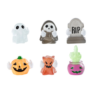 Figura de fantasma 3D de Halloween, decoración en miniatura de resina, adorno de escritorio para interiores, brilla en la oscuridad, tema de calavera de calabaza - Product Image 1