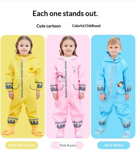 Combinaison imperméable une pièce pour enfants avec pantalon intégré, tenue de protection intégrale pour la randonnée, motif <span class=keywords><strong>petit</strong></span> canard jaune, cape de pluie pour bébé - Product Image 1