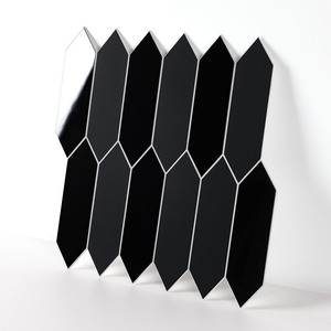 New Design Black Mirror and Matte Elongated Hexagon SPC Mosaic <b>Tile</b> Self Adhesive Mosaic <b>Tiles</b> for Kitchen Washroom - Product Image 3