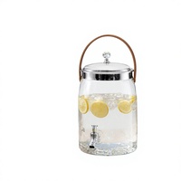 Carafe à eau portable en plastique PET avec robinet, anti-fuite, transparente, distributeur de boissons, compatible eau bouillante, style occidental, pour camping et pique-nique
