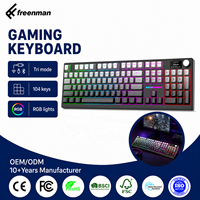 Clavier de jeu RGB 104 touches pleine taille BT tri-mode sans fil pour PC Gamer, ordinateur portable