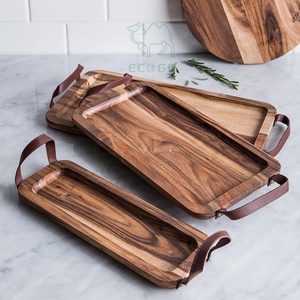 Ensemble de plateaux en bois de luxe Plateau en bois d'acacia naturel, assiette à fromage en bois pour ensemble de plats de service - Product Image 4