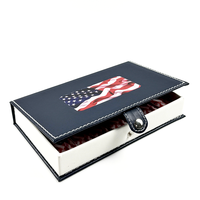 Jeu de dominos drapeau américain, collection Double Nine, 11x18cm, boîte de rangement en cuir PU rigide, souvenir patriotique, décoration de bureau, vente en gros