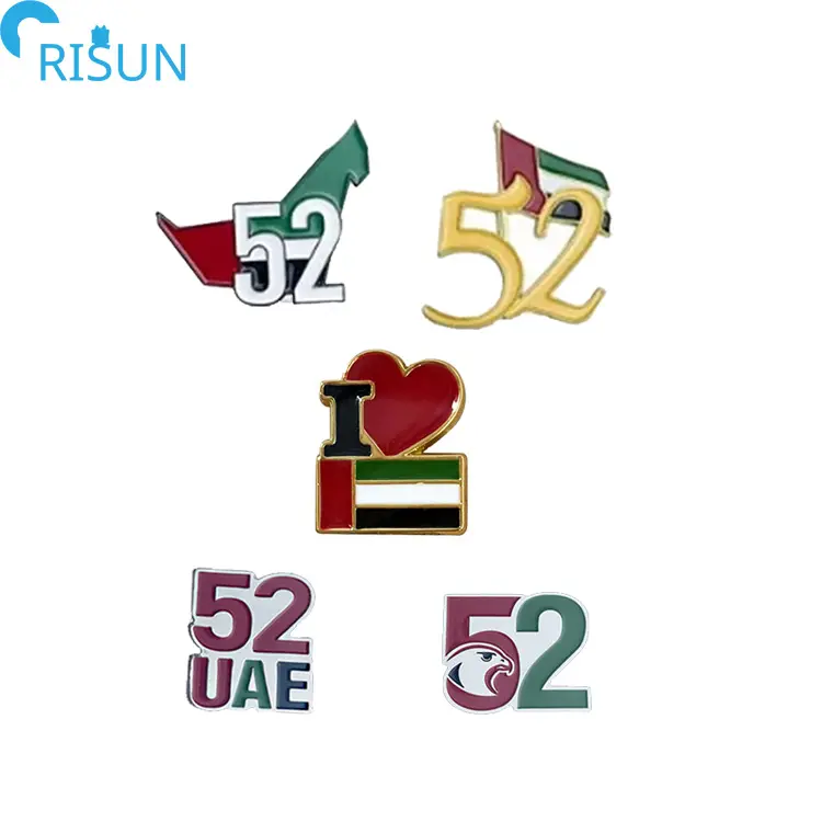 Großhandel Custom Saudi UAE Oman 52 Emaille Pin Custom ized Logo Magnet Brosche Uae Flagge Abzeichen National Day Soft Hard Emaille Pins