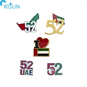 Venta al por mayor personalizado Arabia Saudita UAE Omán 52 esmalte Pin logotipo personalizado imán broche bandera de los Emiratos Árabes Unidos insignia Día Nacional suave duro esmalte pines