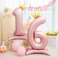 Chiffre 1 géant en aluminium rose de 40 pouces, à assembler, à l'hélium, thème Princesse, pour Baby Shower et Premier Anniversaire