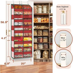 Organisateur de Noël à suspendre au-dessus de la porte, 10 compartiments, rangement suspendu extra large pour vêtements et cadeaux, en tissu non tissé rouge - Product Image 3