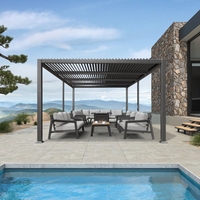 Pergola extérieure moderne bioclimatique en aluminium persiennes de toit électriques motorisées Vente en gros de bâtiments de jardin traités sous pression Nature
