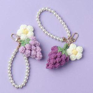 Cute Handmade Crochet Fruit Grape Exquisite Girl Bags Pendant Car Accessories Weaving Keychain Handbag <b>Key</b> <b>Ring</b> - Product Image 3