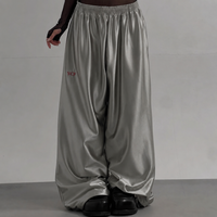 Pantalons amples pour hommes sur mesure, en polyester brillant, à jambes larges, décontractés, mode, fabricant de vêtements OEM ODM