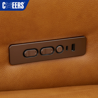 MANWAH CHEERS Luxuriöses Leder-L-förmiges Wohnzimmer-Ecksofa mit breiten Armlehnen, elektrischer Kopfstütze und Relaxfunktion