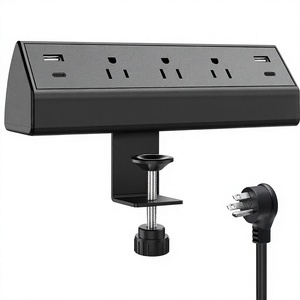 US Bureauklem Stekkerdoos Snelladen Dubbele USB Type C 3 Aansluitingen 15A 125V Kantoor Conferentie Vergadertafel - Product Image 3