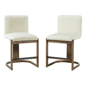 Set di 2 Sgabelli da Bar Moderni e Stabili, Altezza 24 Pollici, in Legno Massello, Rivestiti in Lino, per Casa, Bar, Cucina, <span class=keywords><strong>Isola</strong></span>, <span class=keywords><strong>con</strong></span> Gambe in Noce - Product Image 5