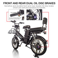 Bicicleta Eléctrica de Carga con Frenos de Disco Hidráulicos, 48V 62Ah, Batería Doble de Litio, para Adultos, Entrega de Comida