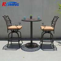 Table de bar et chaises hautes en aluminium pour l'extérieur, ensemble de tabourets pivotants en aluminium moulé, meubles de jardin pour cour
