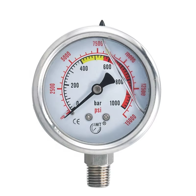 Double-An Y60 60mm Bottom Connection 304 Stainless Steel Glycerine Oil Filled Bourdon Tube Pressure Gauge 0-1000bar Hydraulic