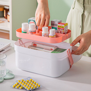 Portable Plastic Medicine <b>Storage</b> Box With Handle Multi-size For Home Use <b>Pill</b> Organizer <b>Case</b> With Clear Lid And Compartment - Product Image 5
