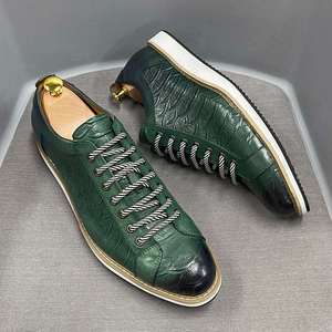 Chaussures en cuir décontractées pour hommes avec semelle épaisse, confortables, respirantes, antidérapantes, légères, pour le bureau et la carrière, à lacets, élégantes et polyvalentes - Product Image 2