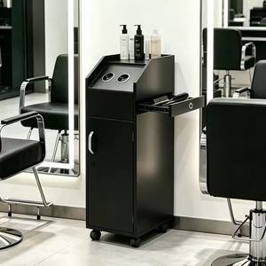 Armoire à outils de coiffure, chariot de rangement mobile multifonctionnel en métal pliable avec 4 roues pour salon de beauté - Product Image 1