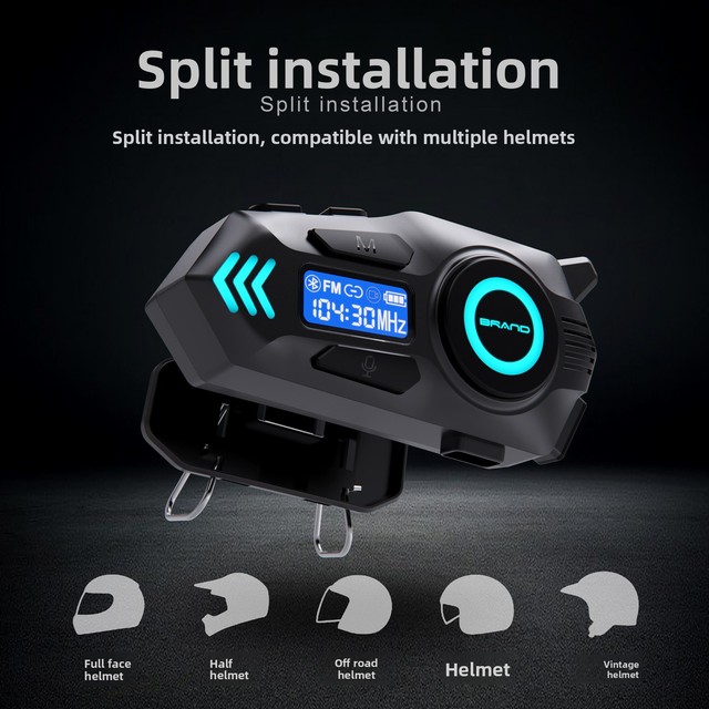 New Arrival Motorcycle Helmet for 5.4 Headset Group Intercom Real-time Talk ENC Wind Noise Cancel FM Radio Type-C Charging