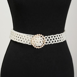 Vente en gros, nouvelle tendance, <span class=keywords><strong>ceinture</strong></span> tressée avec perles pour femmes, <span class=keywords><strong>ceinture</strong></span> à boucle en alliage - Product Image 1